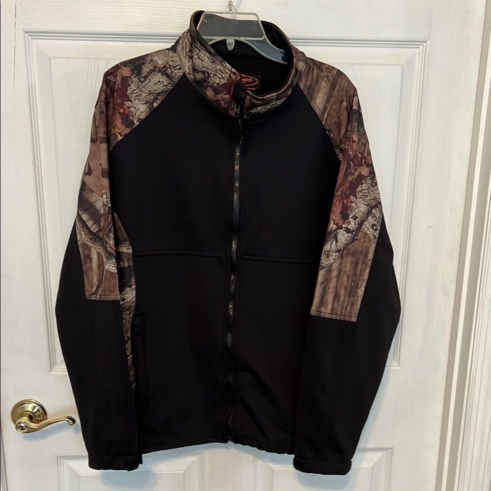 Black and Brown Outdoor Performance Jacket with High Collar